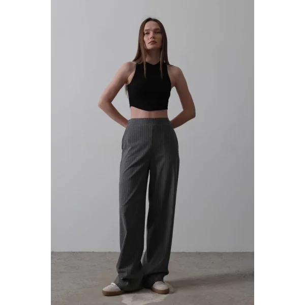 Beli Yarım Lastikli Palazzo Pantolon - Antrasit