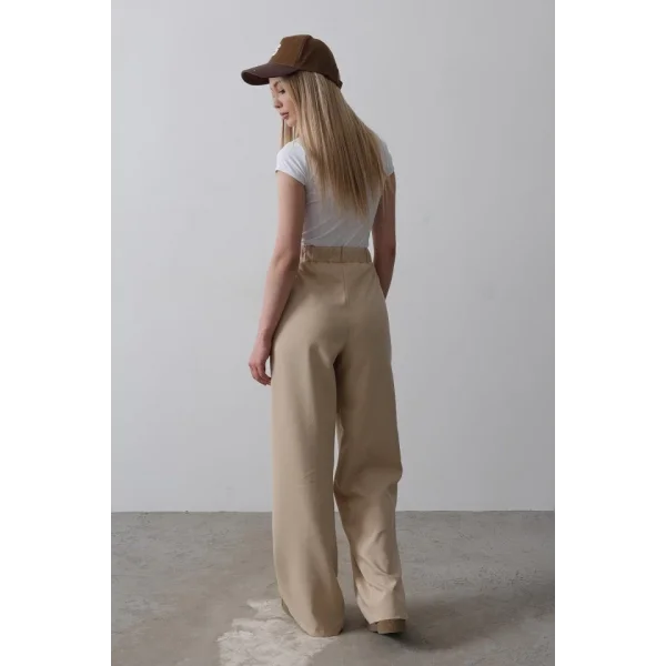 Beli Yarım Lastikli Palazzo Pantolon - Camel