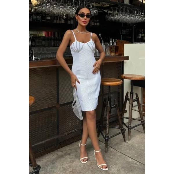 Belina Taş Detaylıı Mini Elbise 2804