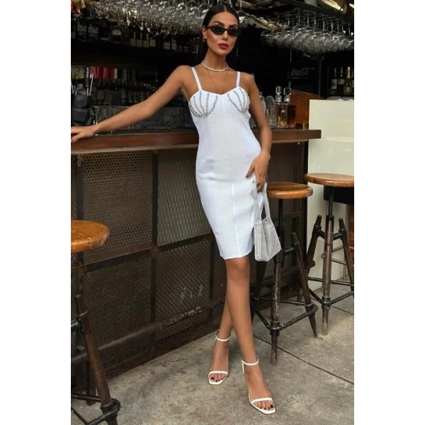 Belina Taş Detaylıı Mini Elbise 2804