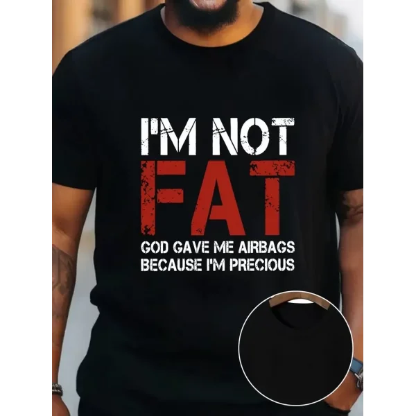 Ben Şişman Değilim Tanrı Bana Hava Yastığı Verdi Çünkü Ben Değerliyim Tişörtü - Siyah