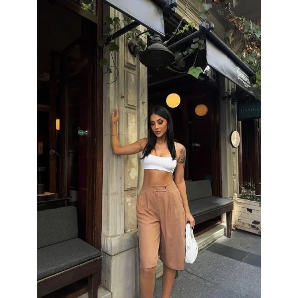 BERUDA ŞORT KETEN  Kahverengi