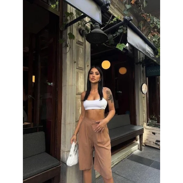 BERUDA ŞORT KETEN  Kahverengi