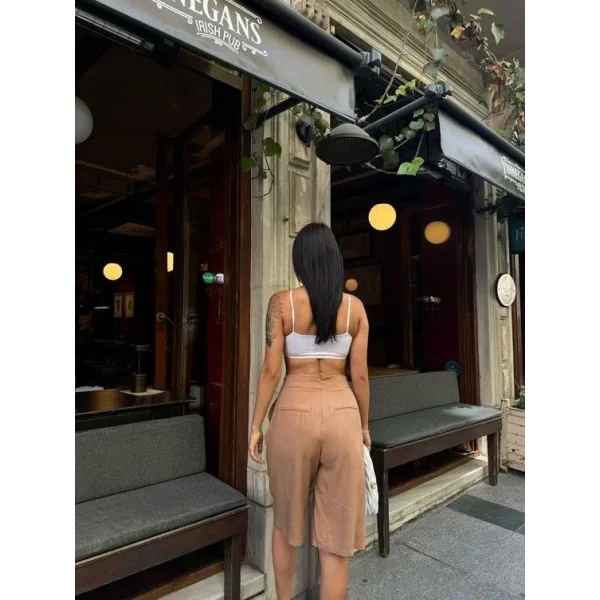 BERUDA ŞORT KETEN  Kahverengi