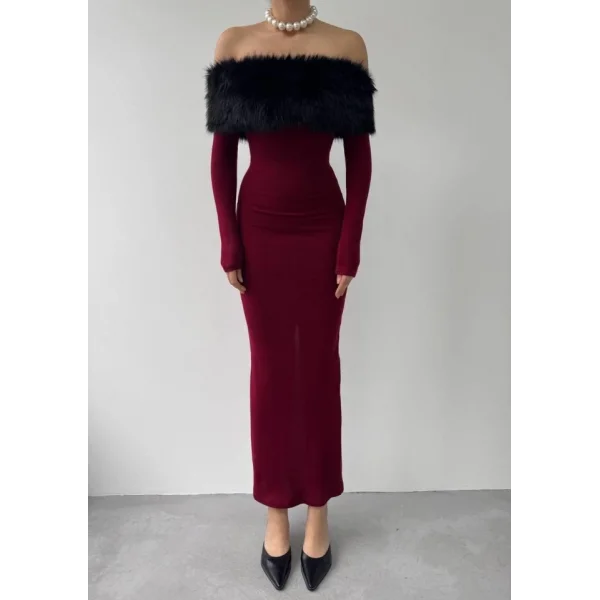 Bestia traplez Tüy Detaylı Elbise