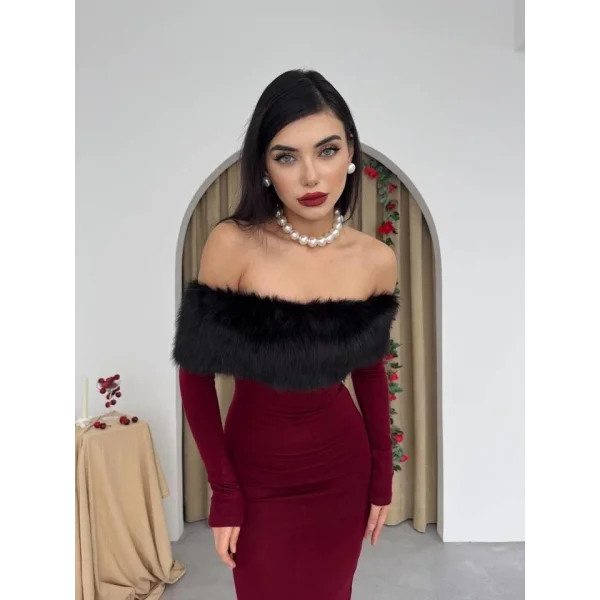 Bestia traplez Tüy Detaylı Elbise