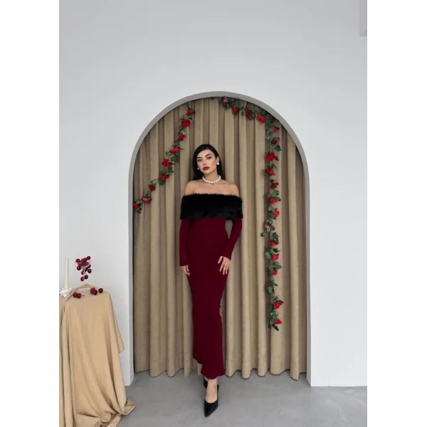 Bestia traplez Tüy Detaylı Elbise