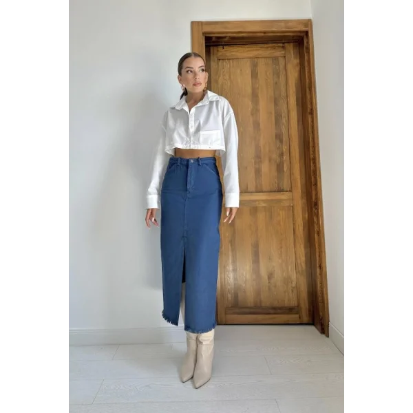 Beyaz Beli Ayrılabilen Poplin Gömlek