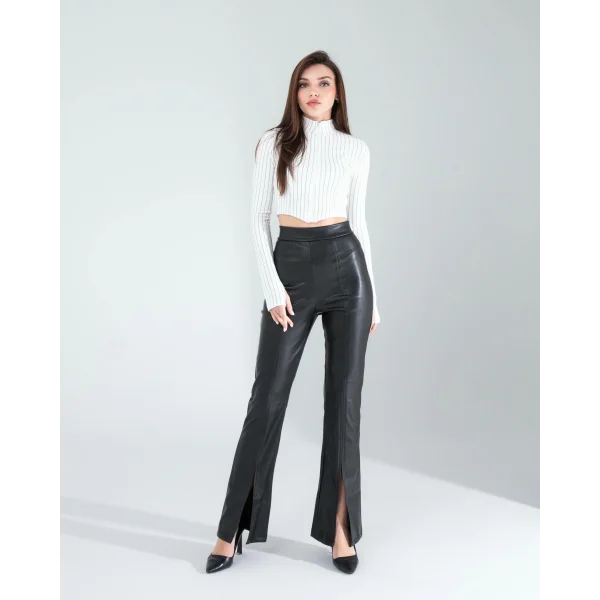 Beyaz Fitilli Parmak Geçmeli Crop