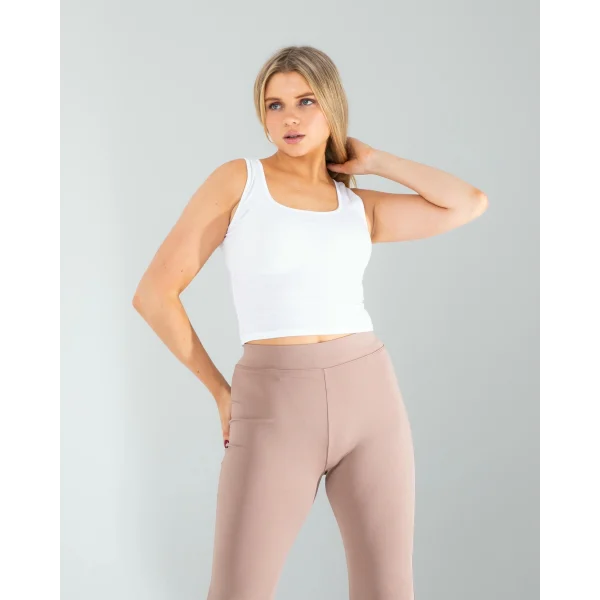 Beyaz Kare Yaka Basic Bluz