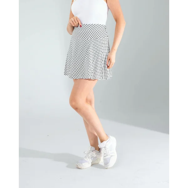 Beyaz Mini Puantiye Desenli Şort Etek