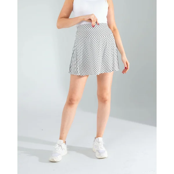 Beyaz Mini Puantiye Desenli Şort Etek