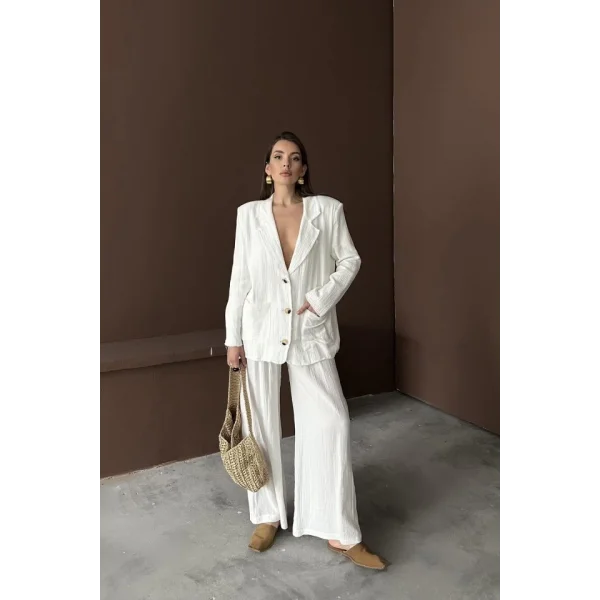 Beyaz Oversize Müslin Takım