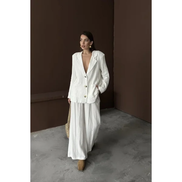 Beyaz Oversize Müslin Takım