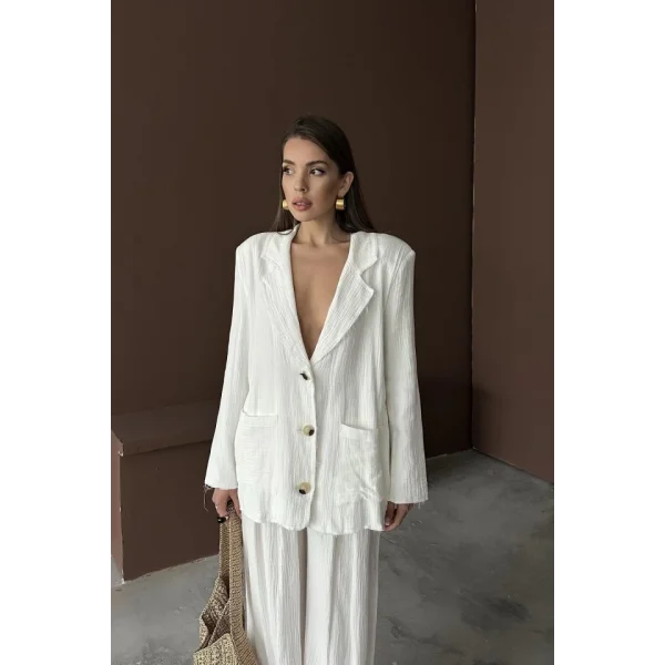 Beyaz Oversize Müslin Takım