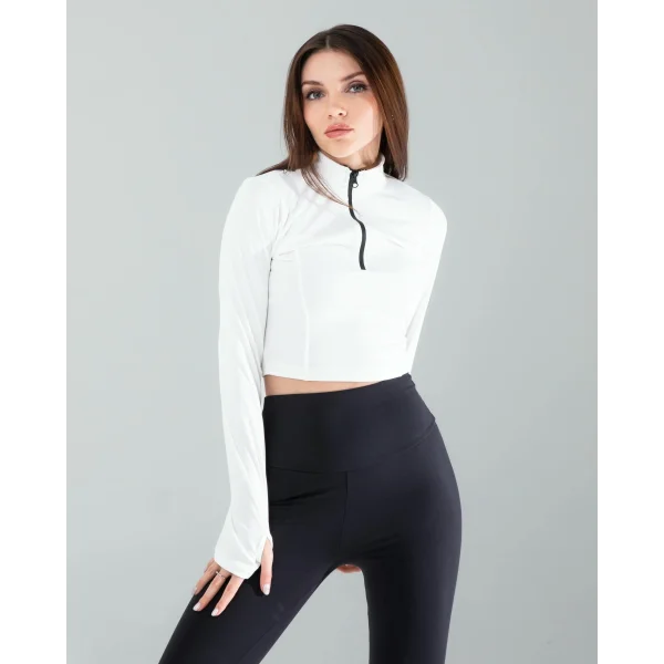 Beyaz Renkli Parmak Geçmeli Spor Body