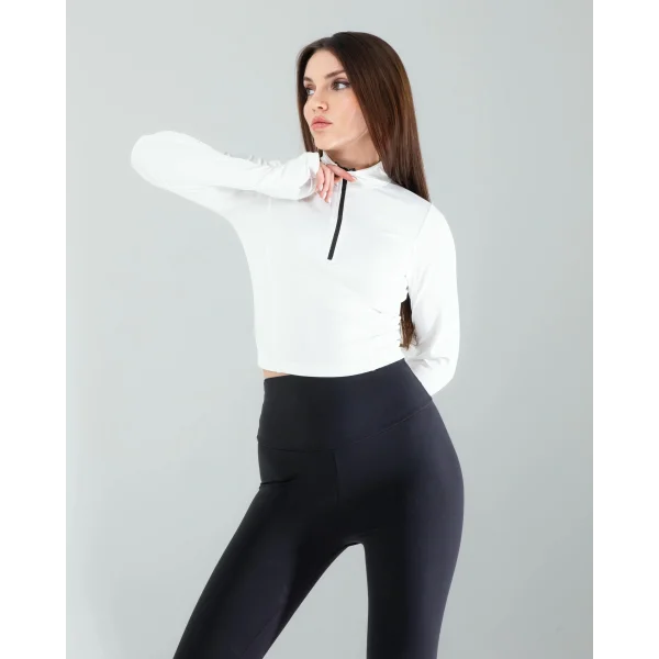 Beyaz Renkli Parmak Geçmeli Spor Body