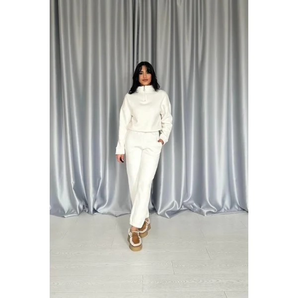 Beyaz Üç İplik Eşofman Takım