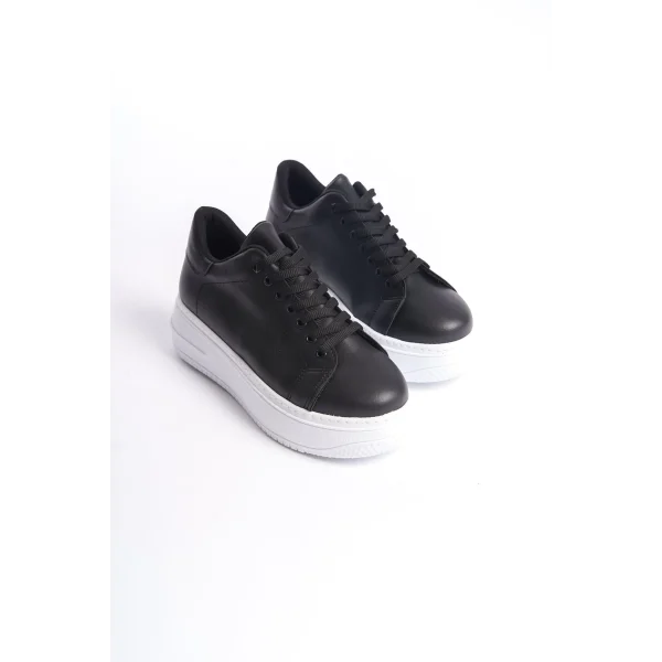 BIANA Bağcıklı Ortopedik Taban Kadın Sneaker Spor Ayakkabı  CBT - Siyah