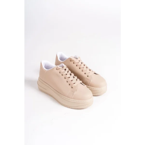 BIANA Bağcıklı Ortopedik Taban Kadın Sneaker Spor Ayakkabı CTT - Ten