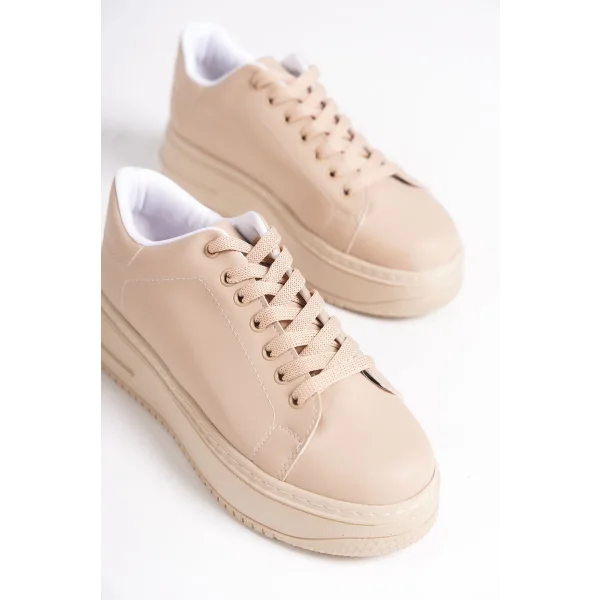 BIANA Bağcıklı Ortopedik Taban Kadın Sneaker Spor Ayakkabı CTT - Ten