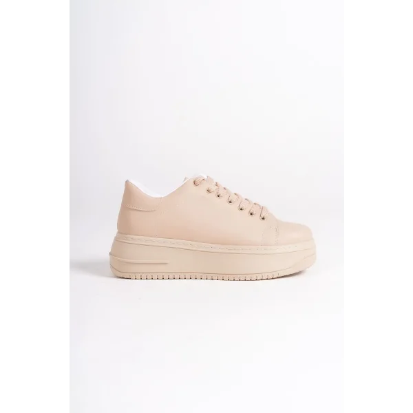 BIANA Bağcıklı Ortopedik Taban Kadın Sneaker Spor Ayakkabı CTT - Ten