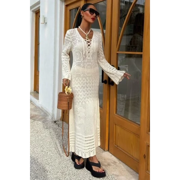 Birit Detaylı Ajurlu Elbise 2838