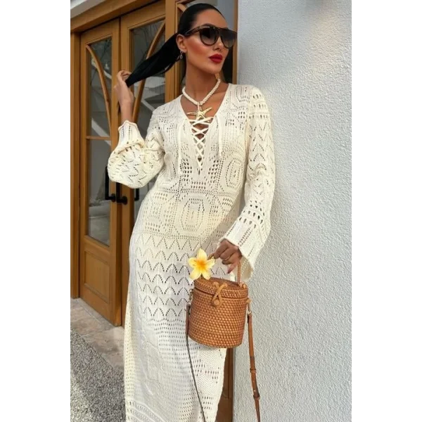 Birit Detaylı Ajurlu Elbise 2838