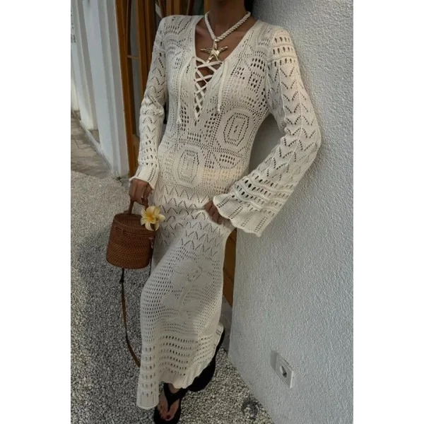 Birit Detaylı Ajurlu Elbise 2838