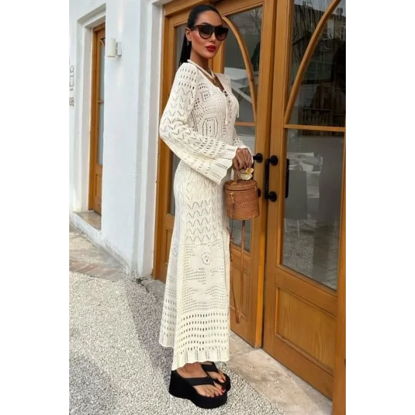 Birit Detaylı Ajurlu Elbise 2838