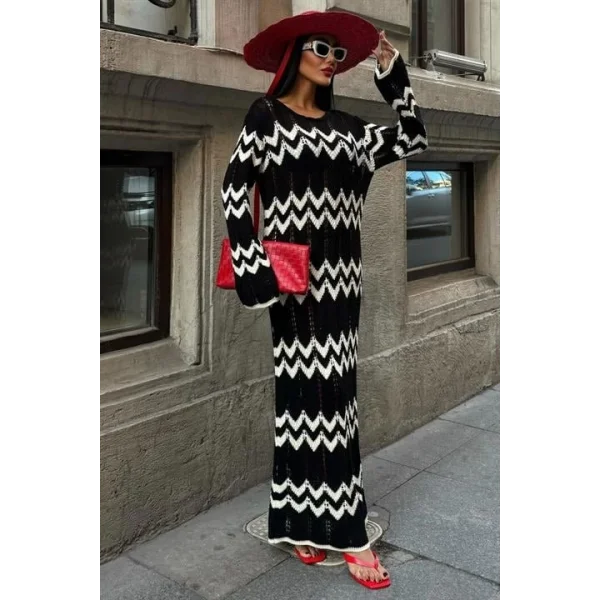 Birit Detaylı Ajurlu Elbise 2839