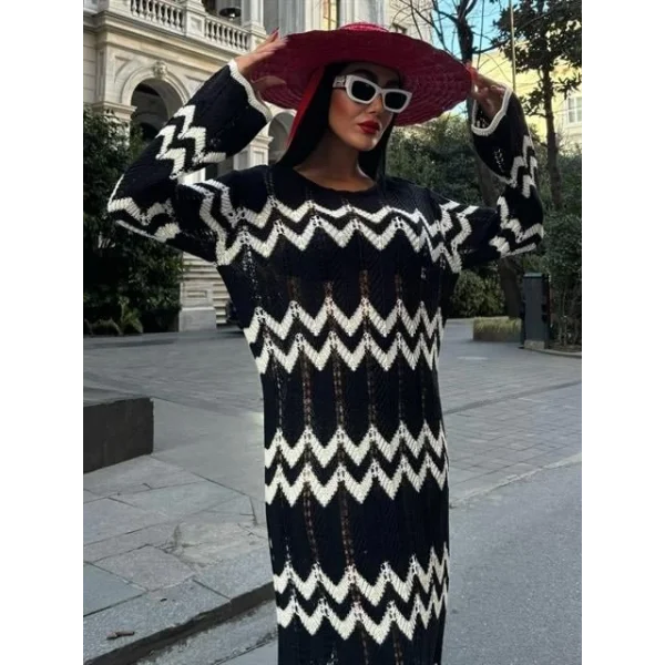 Birit Detaylı Ajurlu Elbise 2839