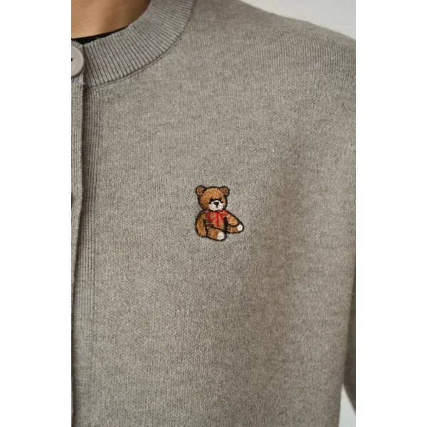 Bisiklet Yaka 5 Düğmeli Hırka  Orta Gri