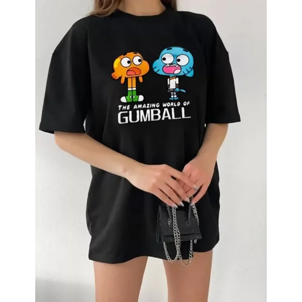 Bisiklet Yaka Baskılı Oversize Thirt  iyah