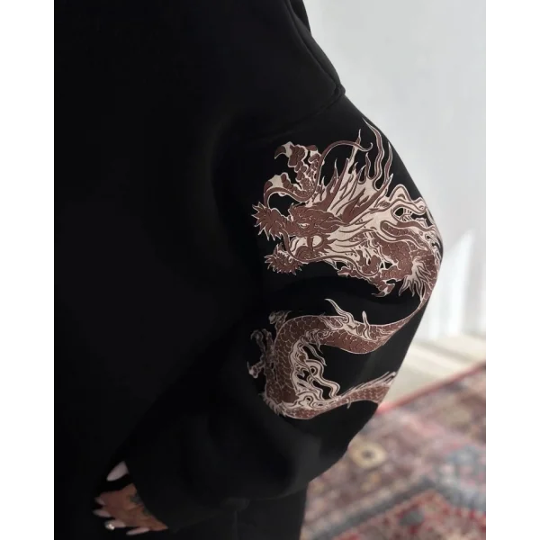 Bisiklet Yaka Baskılı SweatShirt  Siyah