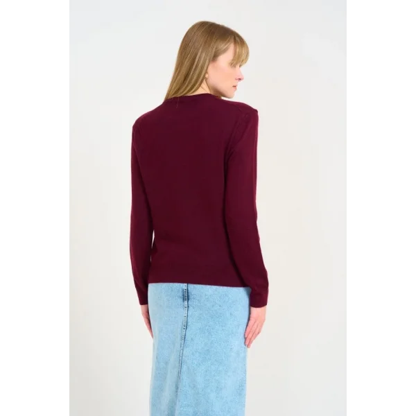 Bisiklet Yaka Düz Kazak  Bordo