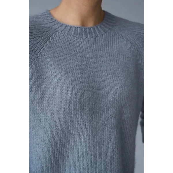 Bisiklet Yaka Reglanlı Kısa Kol Kazak  Gri