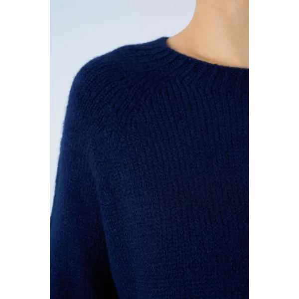 Bisiklet Yaka Reglanlı Kısa Kol Kazak  Lacivert