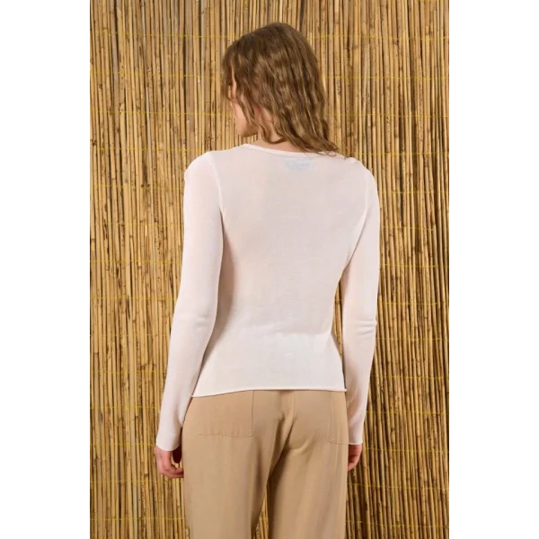 Bisiklet Yaka Transparan Kazak  Krem