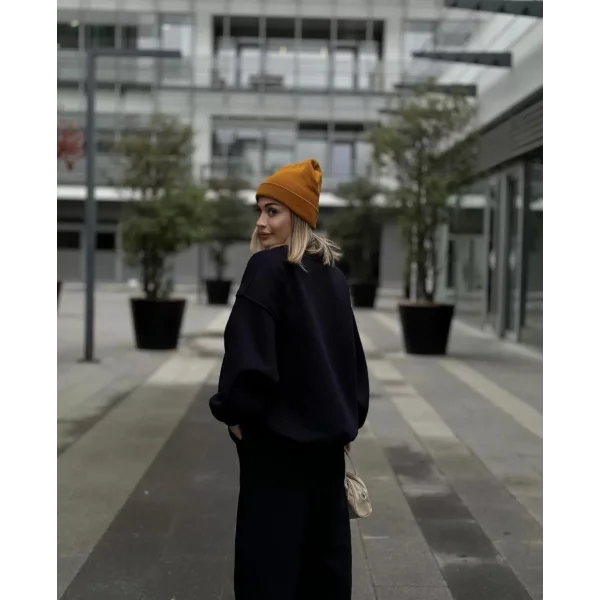 Bisiklet Yaka Üç İplik Sweat Takım - Siyah