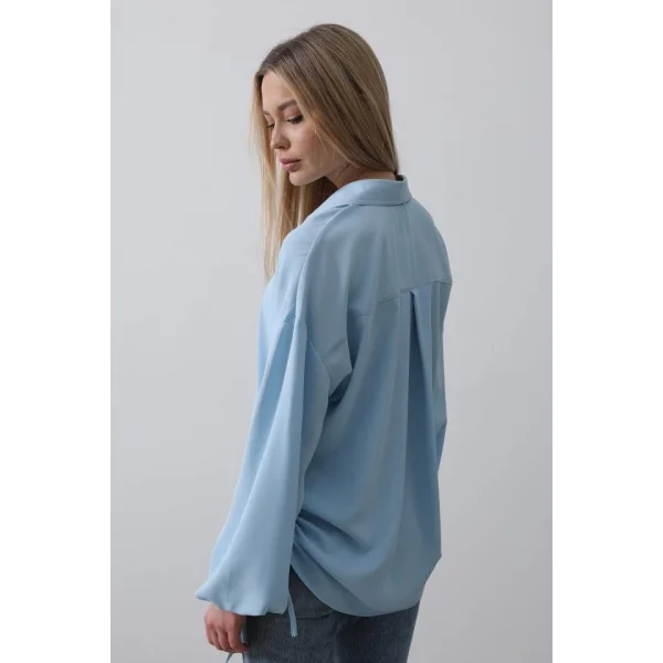 Biye Detaylı Ayrobin Gömlek - Mavi