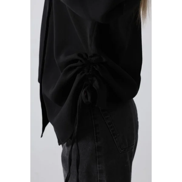 Biye Detaylı Ayrobin Gömlek - Siyah