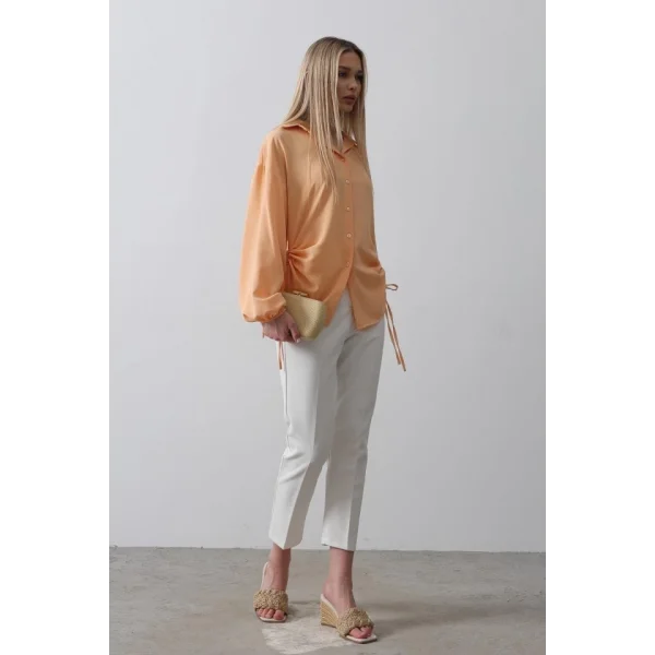 Biye Detaylı Ayrobin Gömlek - Somon