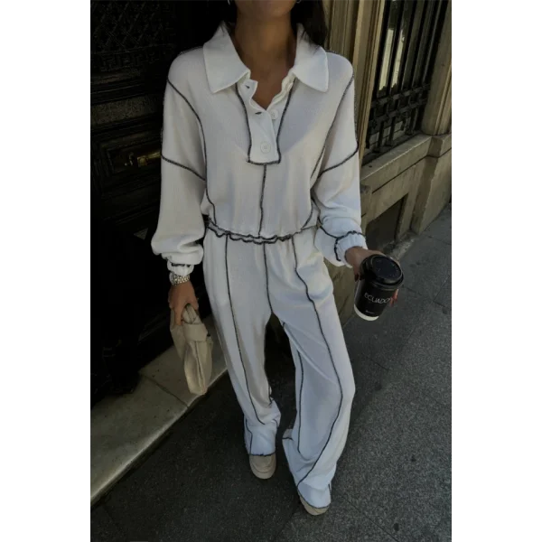 BİYEİ BUZ PANTOON TAKI ŞÖNİ KUAŞ  Beyaz