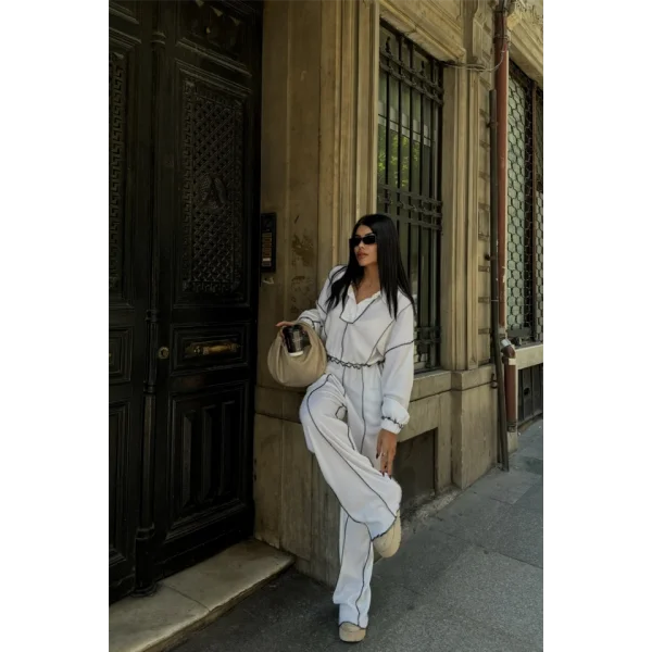 BİYEİ BUZ PANTOON TAKI ŞÖNİ KUAŞ  Beyaz