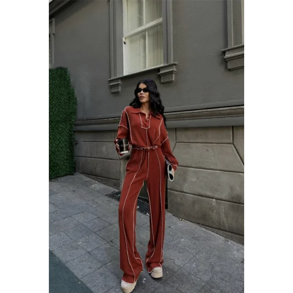 BİYEİ BUZ PANTOON TAKI ŞÖNİ KUAŞ  Kiremit