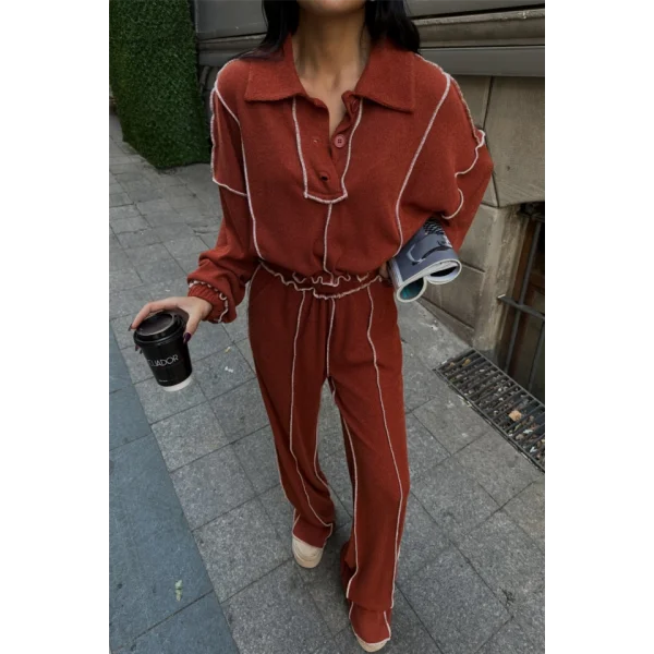 BİYEİ BUZ PANTOON TAKI ŞÖNİ KUAŞ  Kiremit