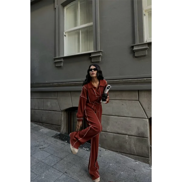 BİYEİ BUZ PANTOON TAKI ŞÖNİ KUAŞ  Kiremit