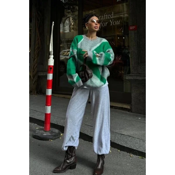 Blok Desen Neon Triko Kazak 1345