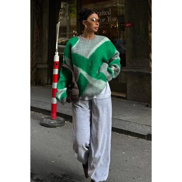 Blok Desen Neon Triko Kazak 1345